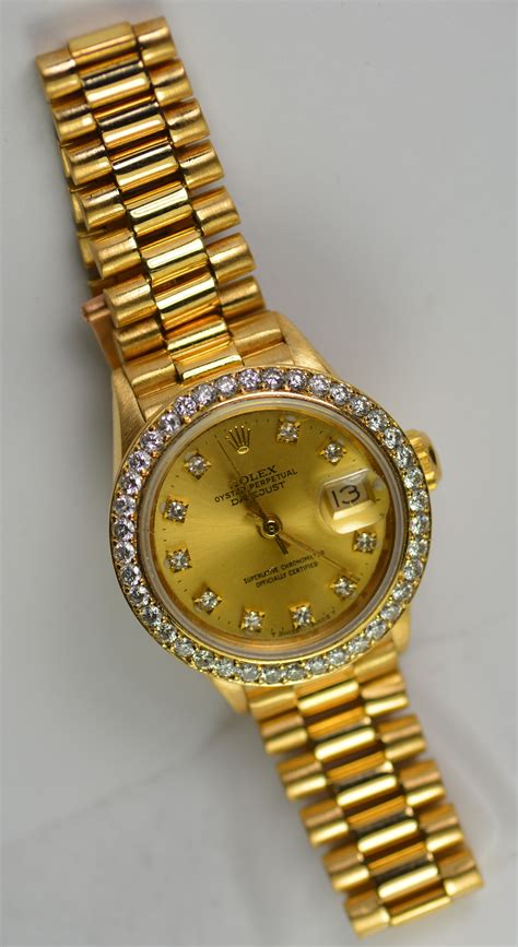 gold womens rolex watches|18k gold rolex women's watch.